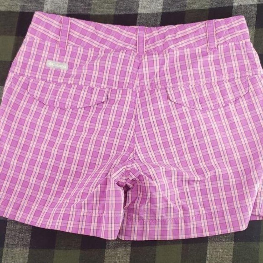Columbia omni shade plaid purple medium shorts - Picture 7 of 8